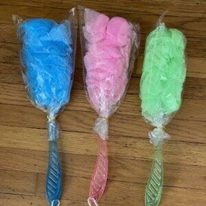 3 NEW True Inline Bath Sponges W Handle